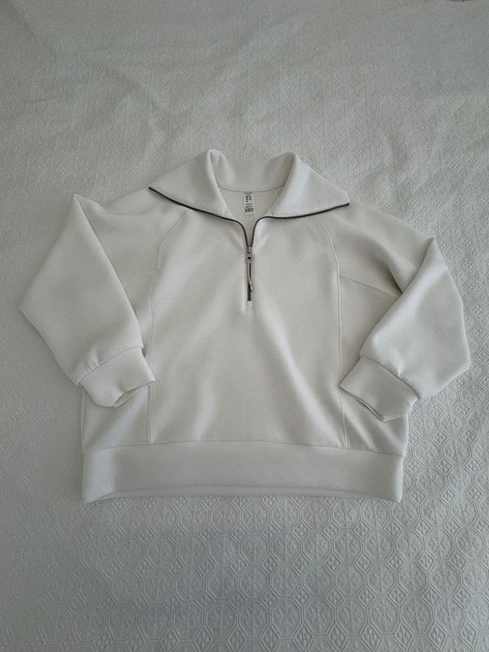 SPANX AirEssentials Half Zip Pullover Cream Large 50346R